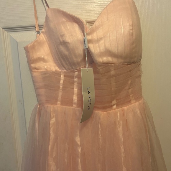 Women's👱🏽‍♀️V Neck Sleeveless Tulle Empire Waist Split Formal Dress👗Sz 9 - Picture 4 of 13